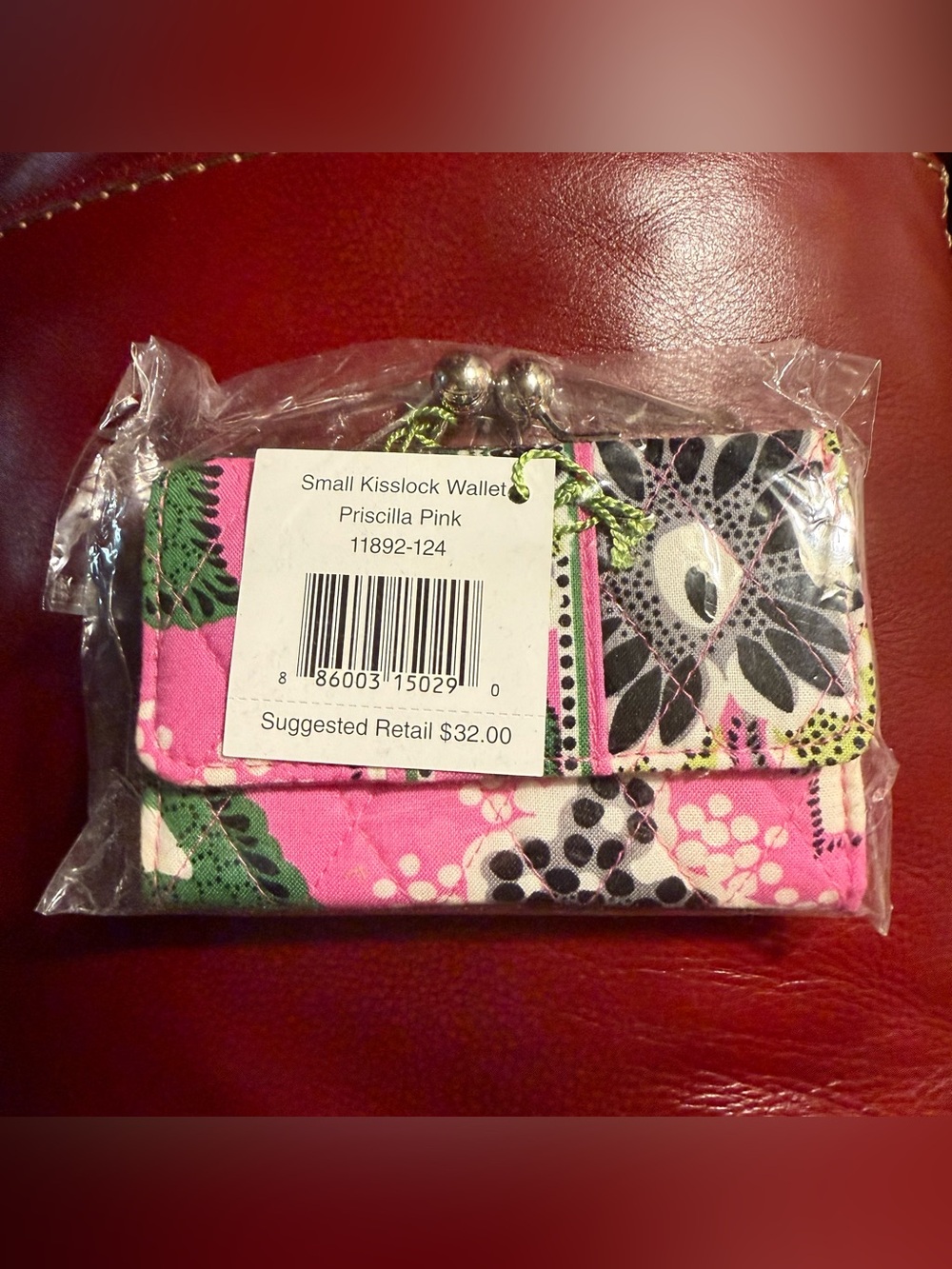 New Vera Bradley small kisslock wallet in Priscilla Pink